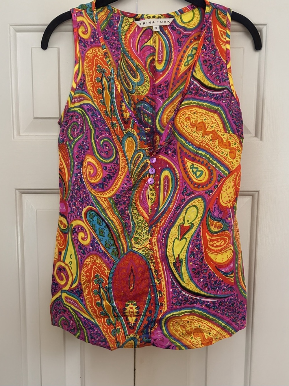 100% silk Trina Turk Colorful Tank